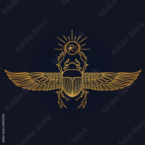 Egyptian Scarab and Holy Egyptian eye of horus with wings