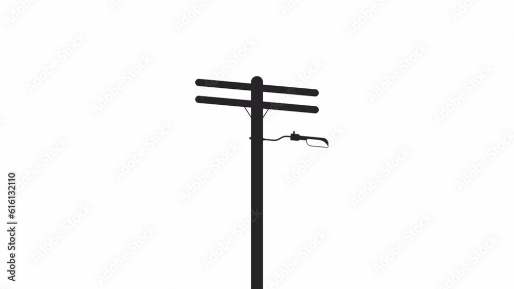 Telephone pole bw animation. Black and white thin line icon 4K video for web design. Urban structure. Blinking street light isolated monochromatic flat object animation with alpha channel transparency Telephone pole bw animation. Black and white thin line icon 4K video for web design. Urban structure. Blinking street light isolated monochromatic flat object animation with alpha channel transparency