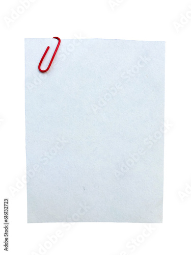 Blank white paper note with clips