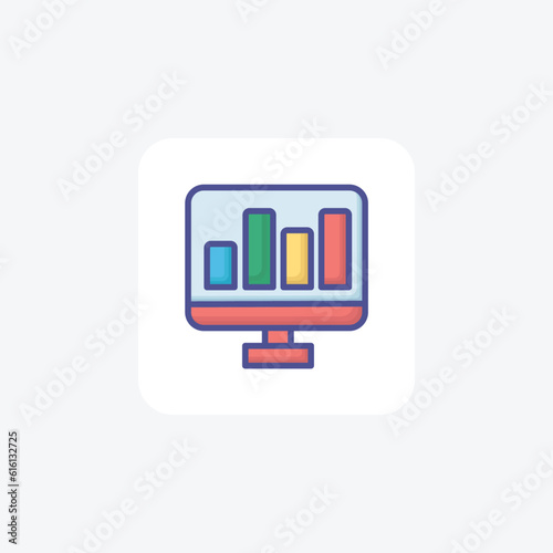 An Insightful Collection of Flat icon Depicting Growth Charts and Performance Monitoring

