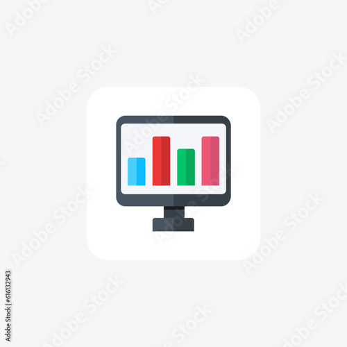 An Insightful Collection of Flat icon Depicting Growth Charts and Performance Monitoring

