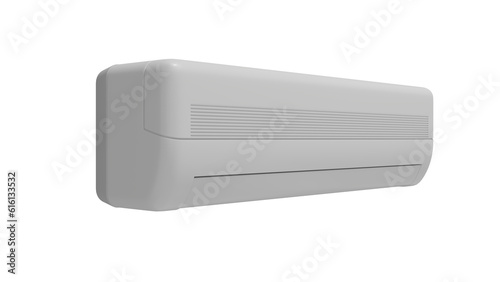 White modern air conditioner isolated on transparent and white background. Minimal concept. 3D render