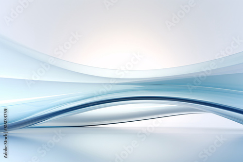 Transparent gradient glass curved surface 3D rendering, abstract curved surface and lines background 3D rendering