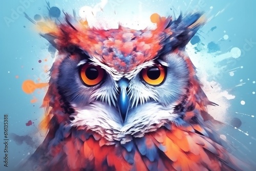 A colorful abstract portrait of an owl, Generative Ai ©  Creative_studio
