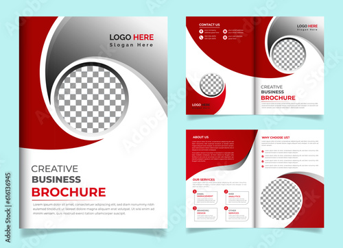 Bi-fold brochure design, theme, template for your company, corporate, business, advertising, marketing, agency and internet business.