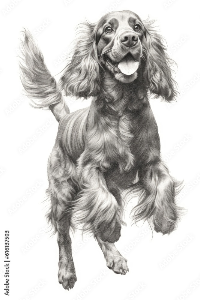 An English Cocker Spaniel in a studio illustration. (Illustration, Generative AI) An English Cocker Spaniel in a studio illustration. (Illustration, Generative AI)