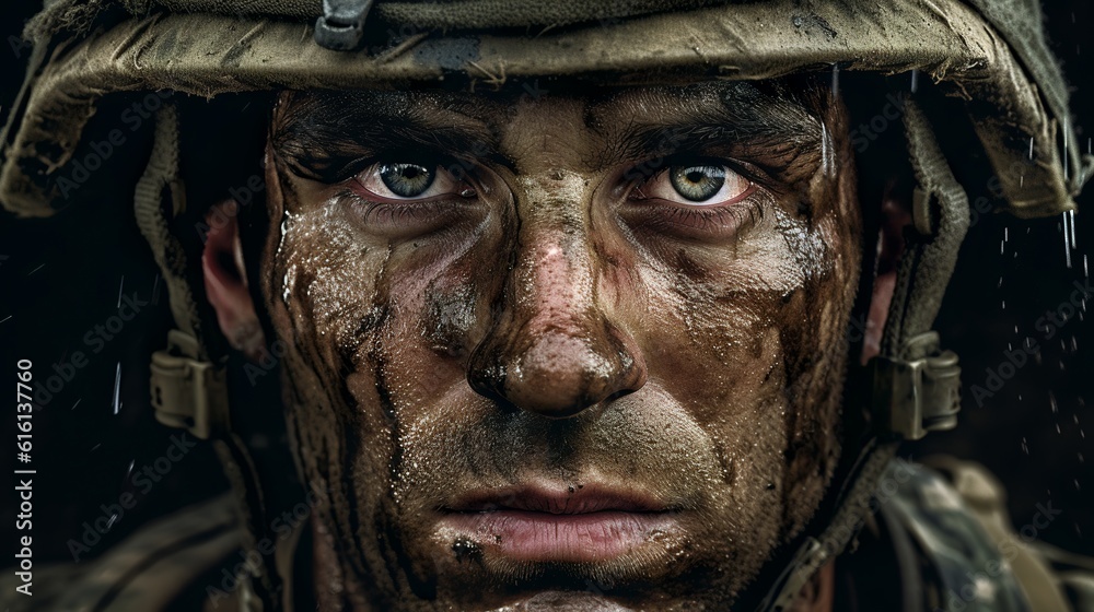 Portrait of a soldier, Generative AI