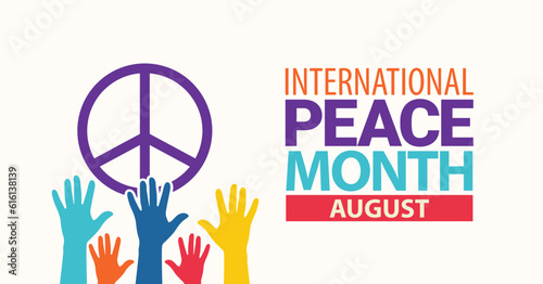 International Peace Month. August. Vector square banner poster.