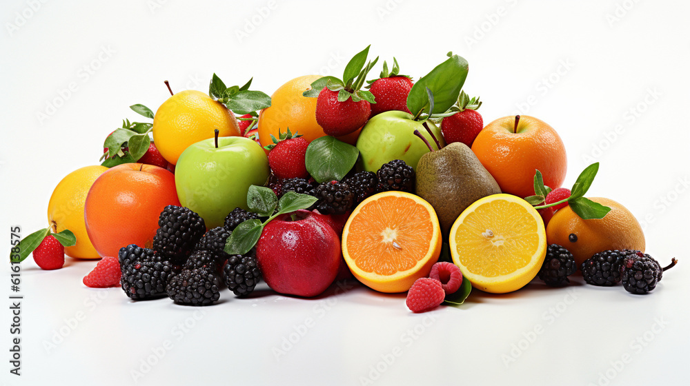Tropical fruits, group of different fruits, set of different fruits on white background Tropical fruits, group of different fruits, set of different fruits on white background