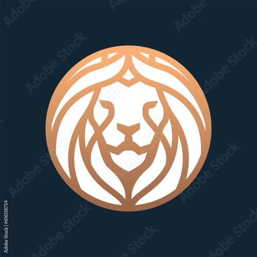 Abstract lion head logo design. Vector illustration. Stylized lion logotype.