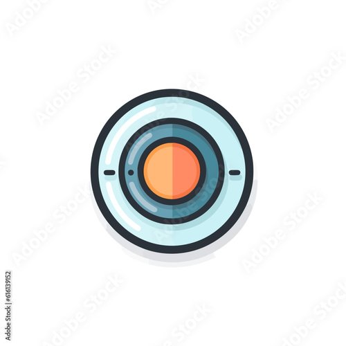 Minimalistic Camera Lens Icon. Flat Colored Outline.