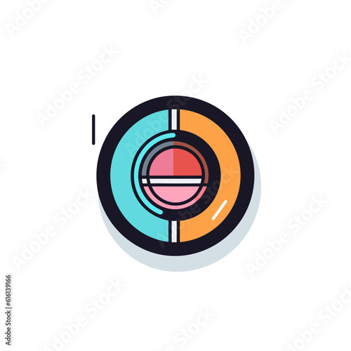 Minimalistic Camera Lens Icon. Flat Colored Outline.