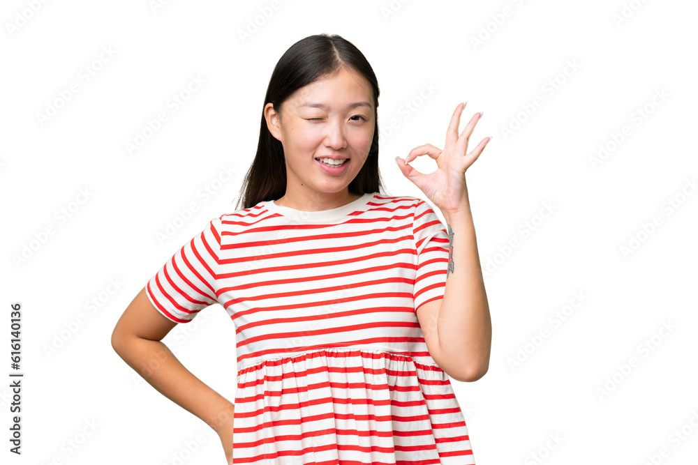 Young Asian woman over isolated background happy and smiling covering mouth with hands Young Asian woman over isolated background happy and smiling covering mouth with hands