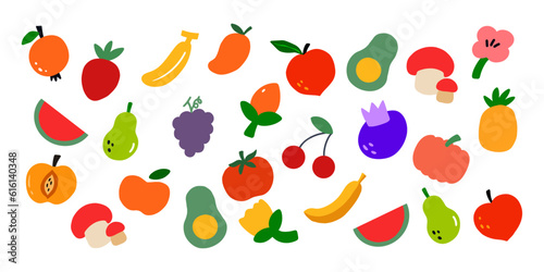 Set of trendy fruit element