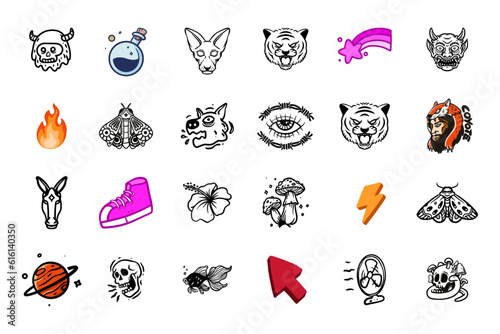 Set of random tattoo element