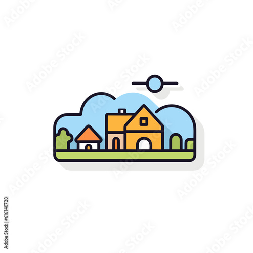 Countryside Linear Vector Icon. Minimalist Countryside Icon. Simple & Crisp Design.