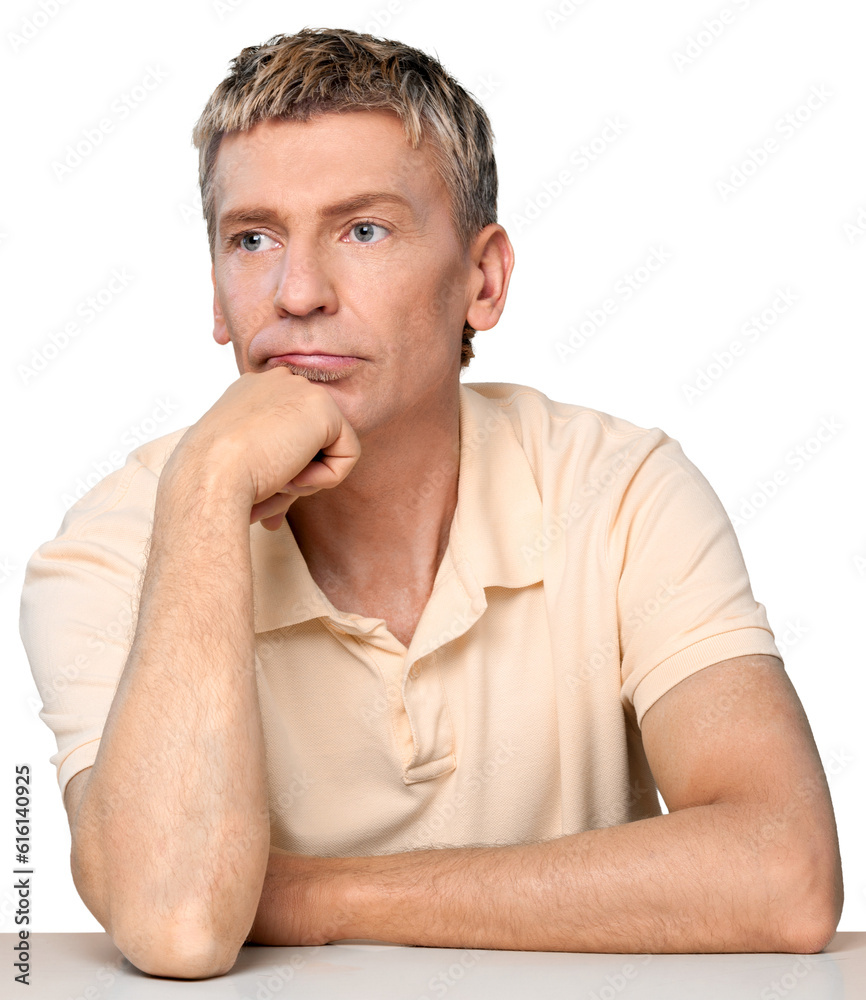 Man with his head on his hand Man with his head on his hand