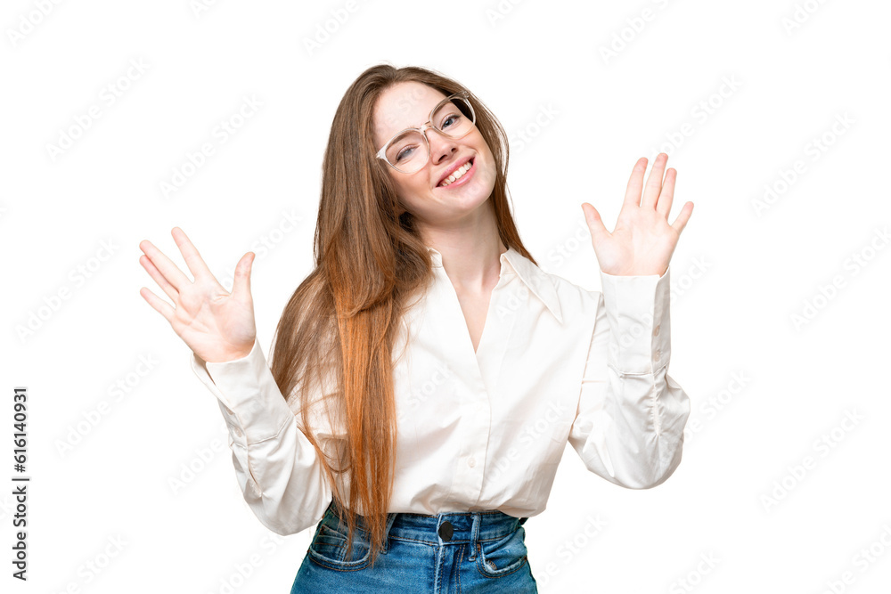 Young pretty woman over isolated chroma key background counting ten with fingers Young pretty woman over isolated chroma key background counting ten with fingers