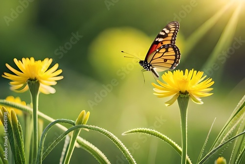 butterfly on flower AI Generated