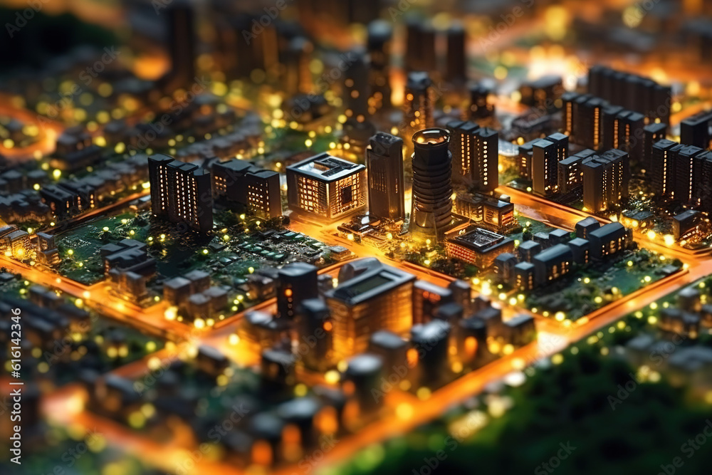 Obraz premium Urban building viewing big data concept map