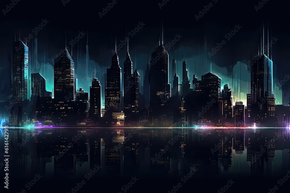 Modern architectural skyline night view of outdoor cities