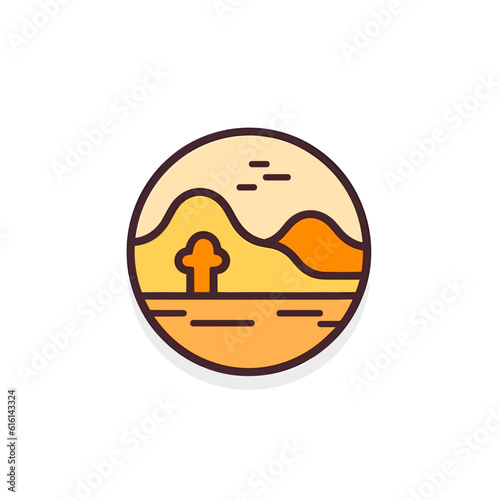 Simplistic Desert Icon on White Background.