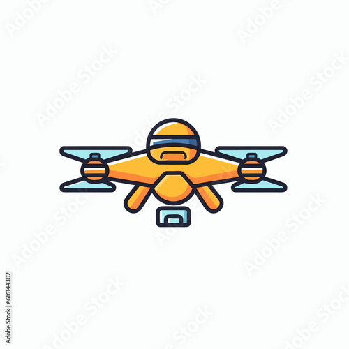 Drone Icon on White Background. Minimalist 2D Linear Vector Design.