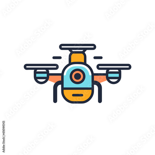 Drone Icon on White Background. Minimalist 2D Linear Vector Design.