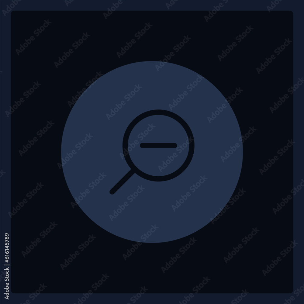 Disabled zoom out button UI element template. Editable isolated vector dashboard component. Flat user interface. Visual data presentation. Web design widget for mobile application with dark theme Disabled zoom out button UI element template. Editable isolated vector dashboard component. Flat user interface. Visual data presentation. Web design widget for mobile application with dark theme