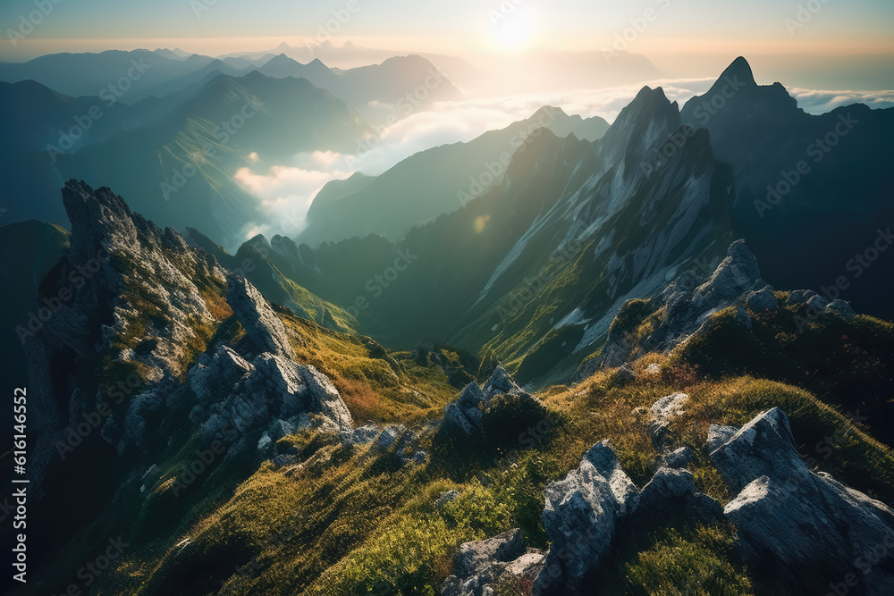 The fog and natural scenery on the outdoor mountain peak The fog and natural scenery on the outdoor mountain peak