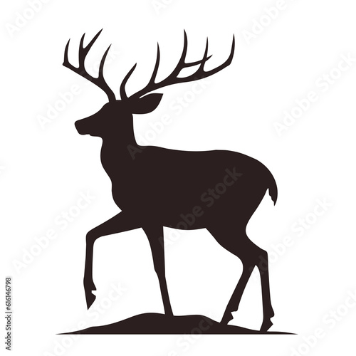 Black deer silhouette isolated on white background. Vector illustration