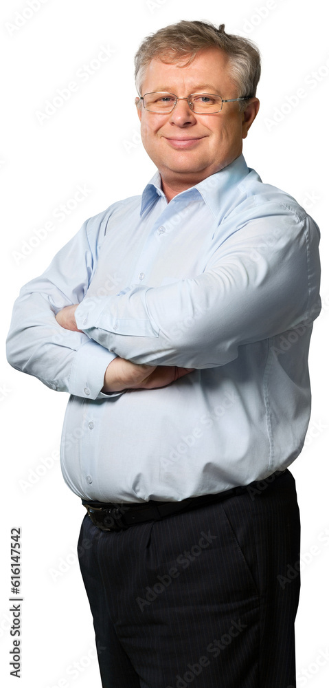 Senior businessman smiling against white background Senior businessman smiling against white background