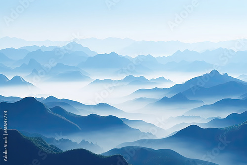 The fog and natural scenery on the outdoor mountain peak
