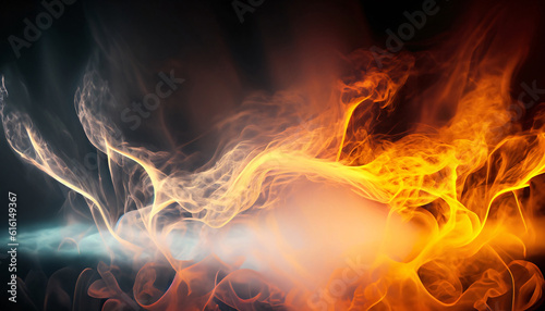 Inferno Illumination: Fiery Flames and Swirling Smoke on a Dark Background | AI-Generated Abstract Art