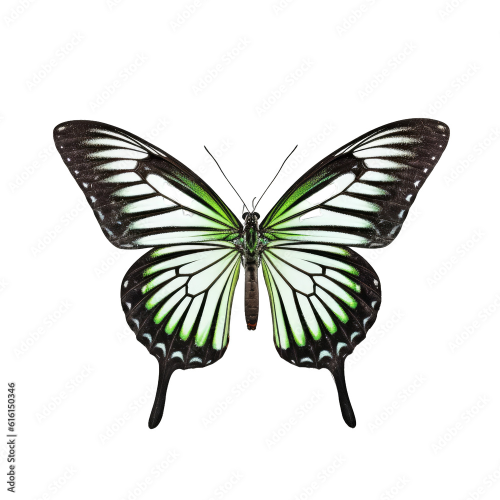 Common zebra white butterfly - Graphium cloanthus. Transparent PNG. Generative AI Common zebra white butterfly - Graphium cloanthus. Transparent PNG. Generative AI