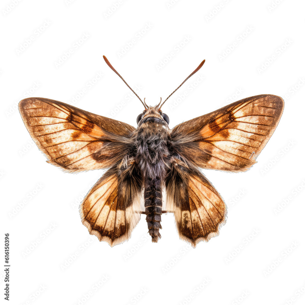 Fototapeta premium Dingy skipper butterfly - Erynnis tages. Transparent PNG. Generative AI