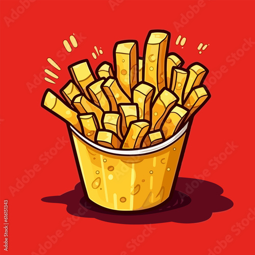 Chips hand-drawn illustration. French fries. Vector doodle style cartoon illustration