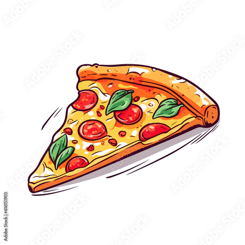 Pizza hand-drawn illustration. Italian pizza. Vector doodle style cartoon illustration