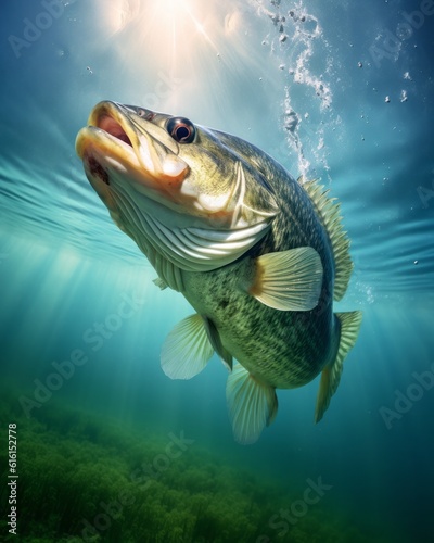 Largemouth Bass Upview created with Generative AI Technology, ai, generative photo