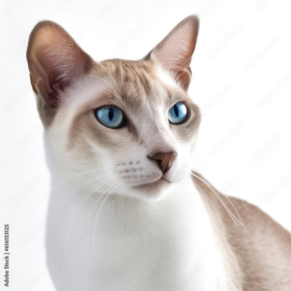 Siamese Modern cat cat isolated on white background. Generative AI