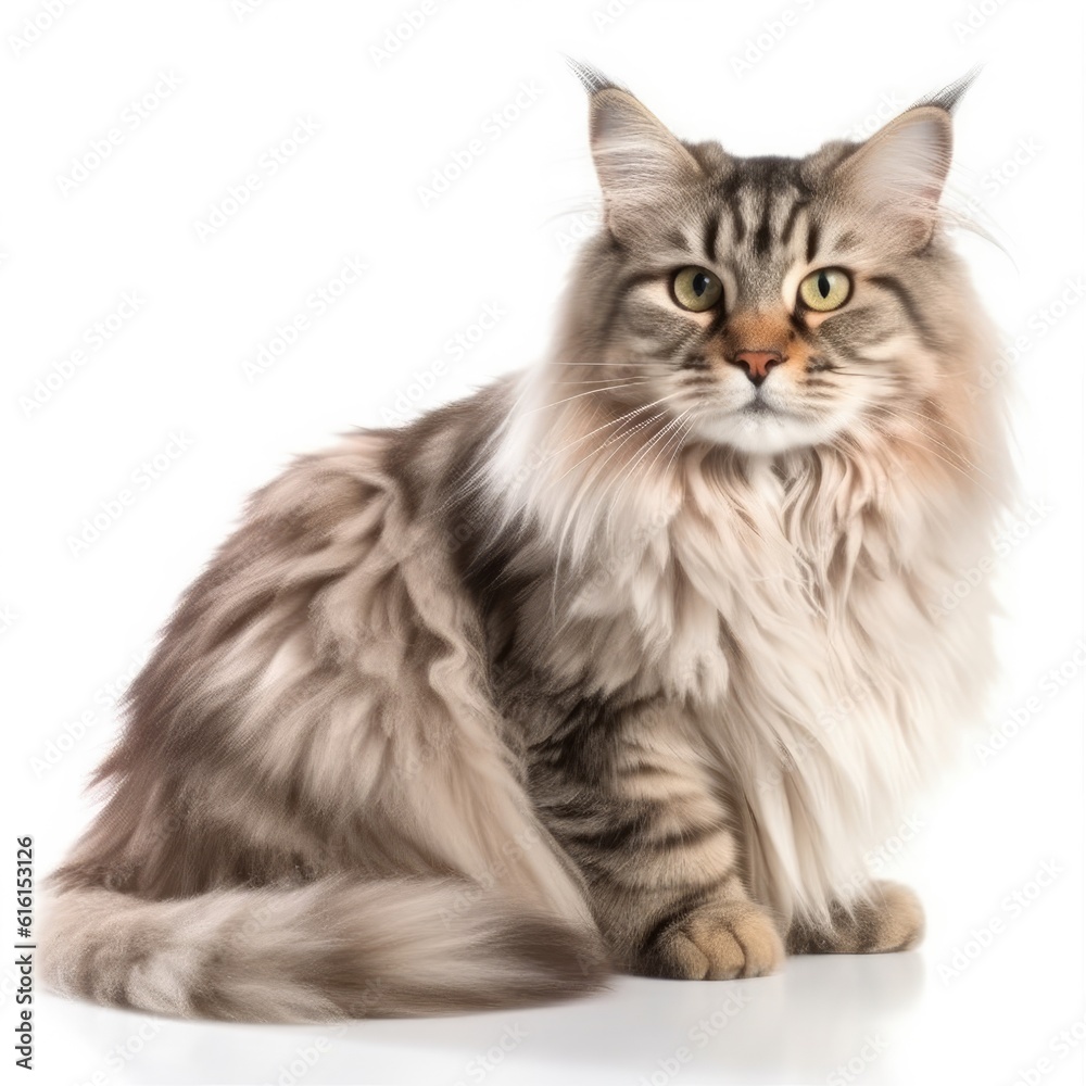 Siberian cat cat isolated on white background. Generative AI