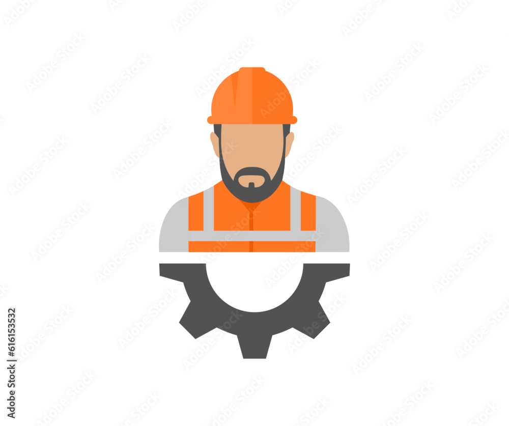 Man construction logo design. Civil Engineer Architect and Construction Worker. Labor workforce, construction worker group in helmet vector design and illustration.