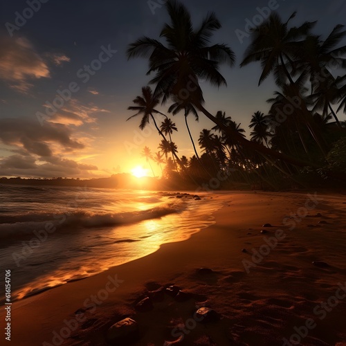 Beautiful tropical beach as sun sets