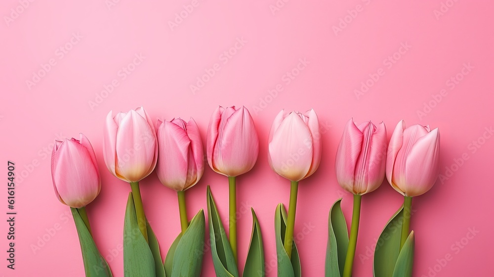 Bouquet of tulips. Flat lay Bouquet of tulips. Flat lay