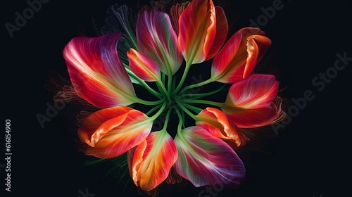 Bouquet of tulips. Flat lay