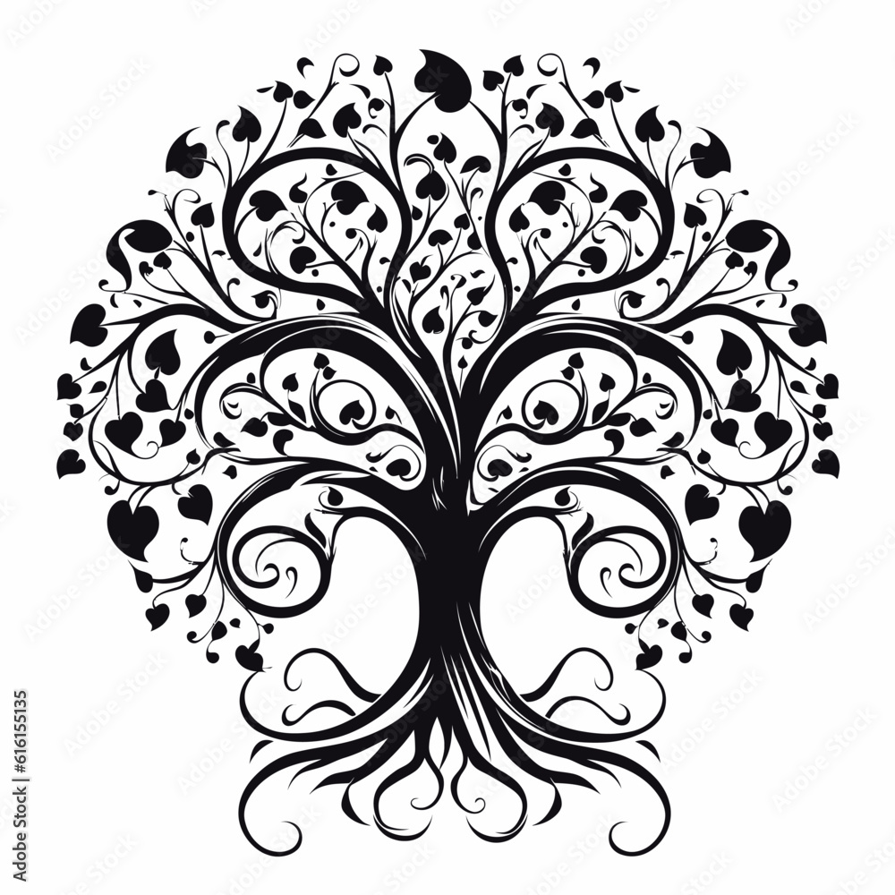 Obraz premium Artistic tree with roots visible in black and white
