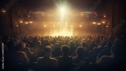 crowd at a concert with bright light