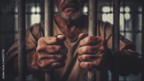 Canvastavla criminal behind bars in prison