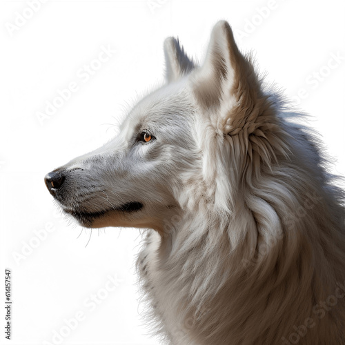 portrait of a majestic white wolf, no background