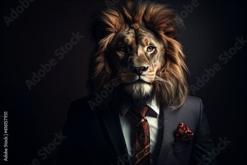 Lion Headed Man in a Suit. Generative AI ©  Creative_studio